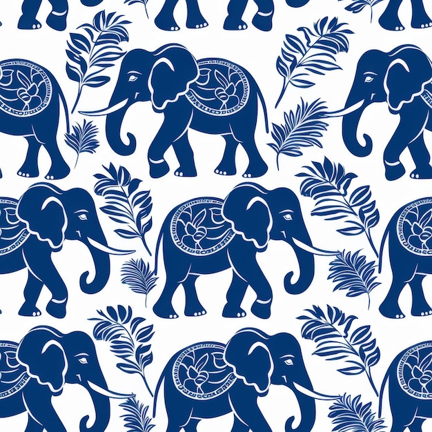 Фото Голубой слон с голубым фоном с голубой фоном с синим и белым рисунком