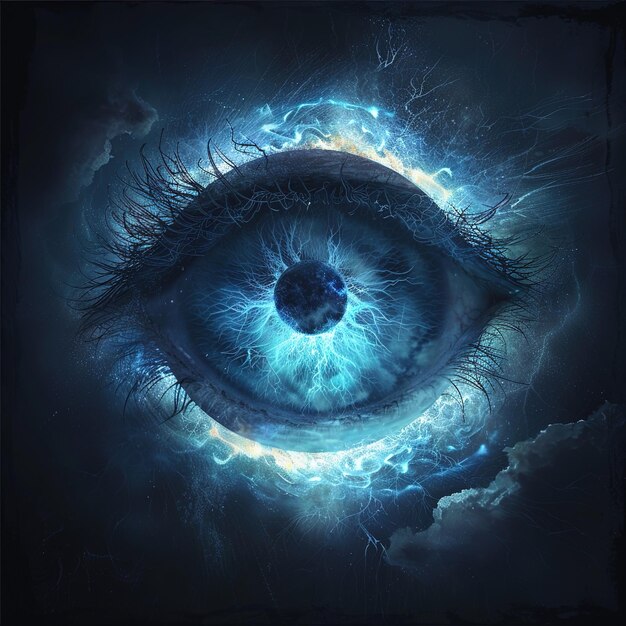 Фото Голубой глаз с чёрным фоном и голубый глаз с черным фоном
