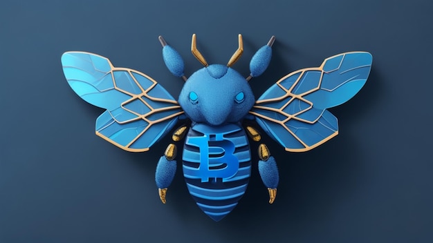 写真 blue bee bitcoinstyle 暗号通貨の大胆なエンブレム
