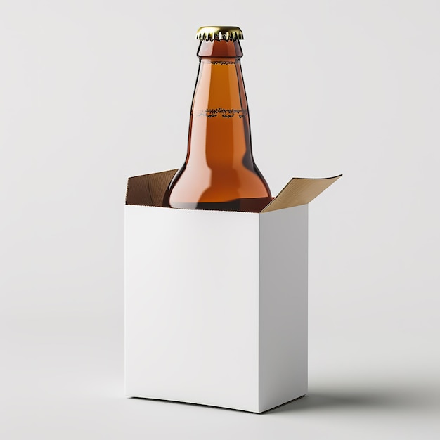 사진 맥주 한 병 이 색 상자 에 앉아 있다