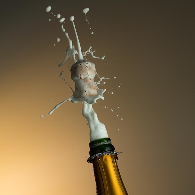 Фото Бутылка шампанского в новогоднюю ночь. снято в студии на 5d mark iii.