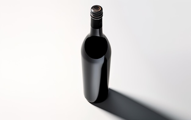 Фото Бутылка вина, которая черная с белым фоном