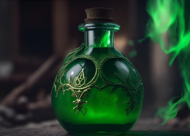 Фото Бутылка или колба с волшебным цветным зельем иллюстрация для игровых проектов генеративный ии