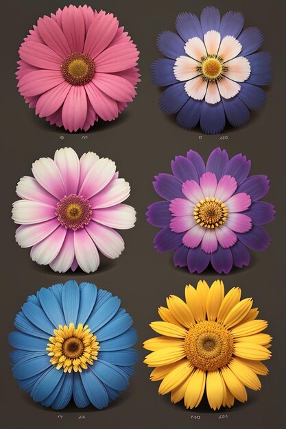 Фото Букет ярких цветов креативный орнамент украшение простой фон обоев