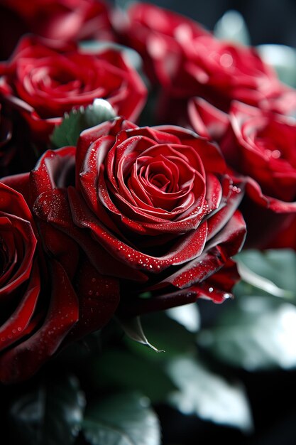 Фото Букет темно-красных роз