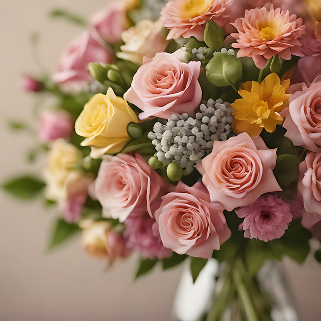 写真 春を意味する緑色の花束