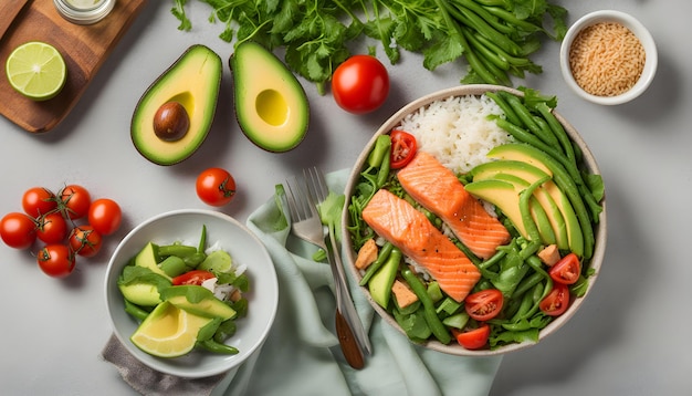 写真 米の野菜と米の食べ物の鉢