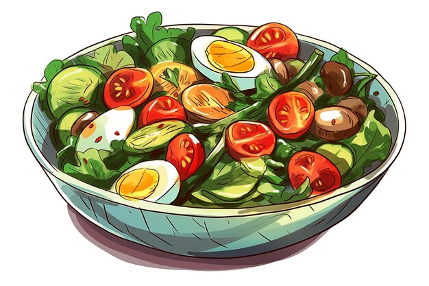 写真 グリーンサラダとトマトのサラダの鉢