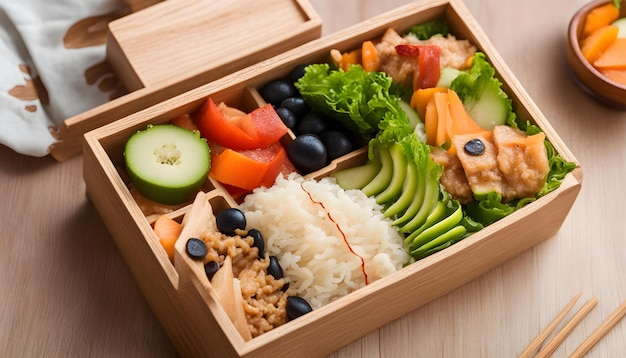 写真 スシライスと野菜を含む食料の箱