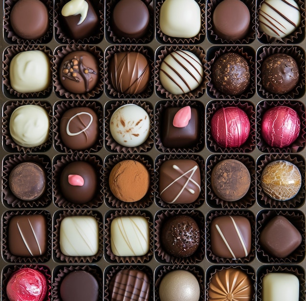 사진 초콜릿이 한 줄로 배열된 상자