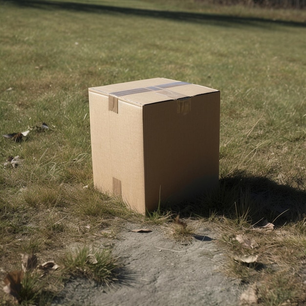 Фото Коробка с номером 17 стоит в поле.