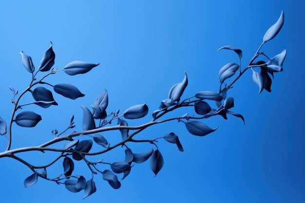 Фото Ветка с голубыми листьями и голубым цветком