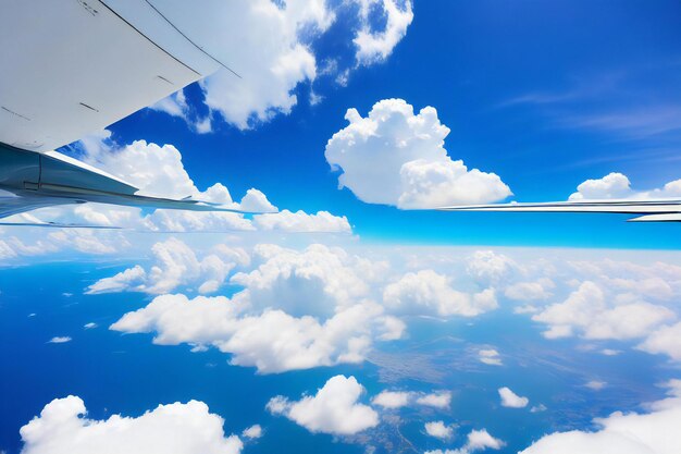 写真 鮮やかな青空に浮かぶ白いふわふわの雲の息を呑むような景色