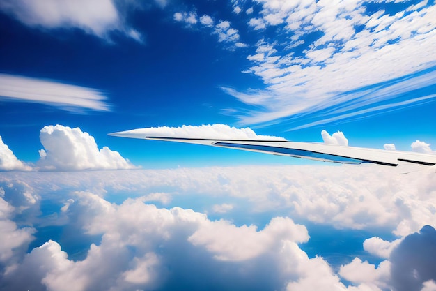 写真 鮮やかな青空に浮かぶ白いふわふわの雲の息を呑むような景色