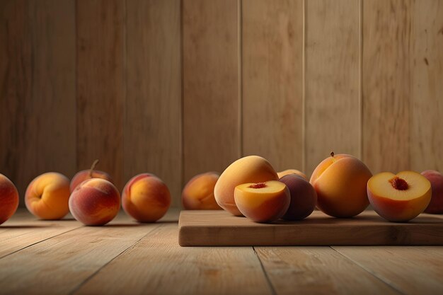 写真 リンゴの束が木製の板の上にあり一つは木製のテーブルの上にあります金色のオーラ桃バニラ