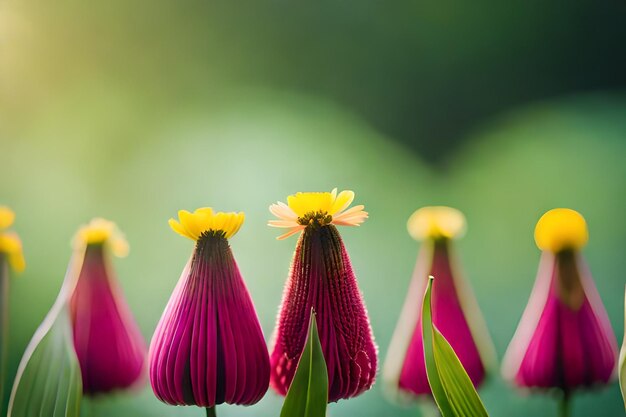 写真 太陽がそれらを照らす花の束