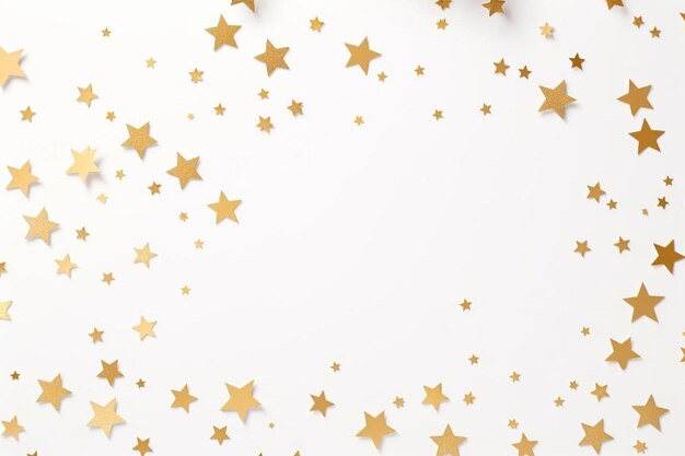 Фото Куча золотых звезд на белом фоне