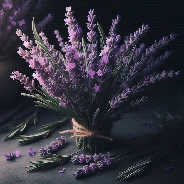 Фото Букет лавандовых цветов с изображением лавандового растения