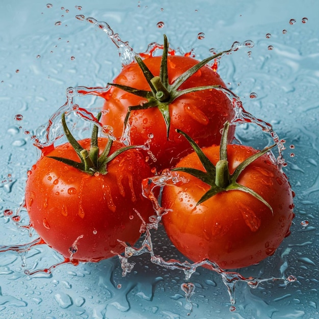 写真 水の中にあるトマトの束