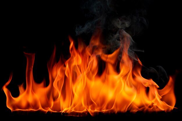 사진 검은 바탕 에 불타는 불꽃 과 연기