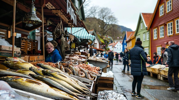 사진 유럽 의 매력적 인 도시 에서 활기찬 생선 시장