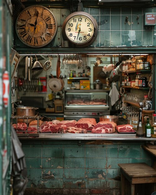 写真 切断 を 展示 し て いる 肉屋 の 肉 店