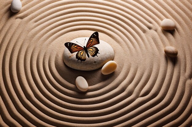 Фото Бабочка сидит на куче камней