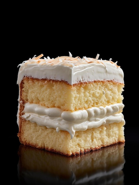 Фото Торт с белой глазурой и кусочком торта на нем