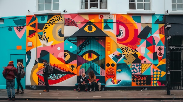 写真 a captivating street art mural brings life to the urban landscape featuring bold colors intricate details and a powerful message