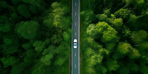 写真 森の道路の車