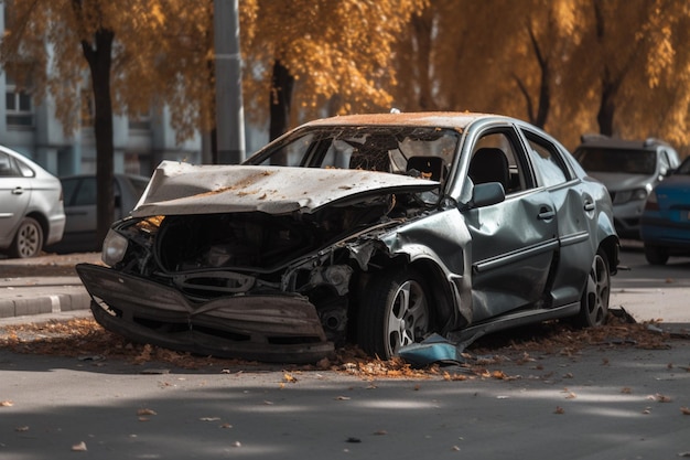 Фото Автомобиль, который врезался в дерево