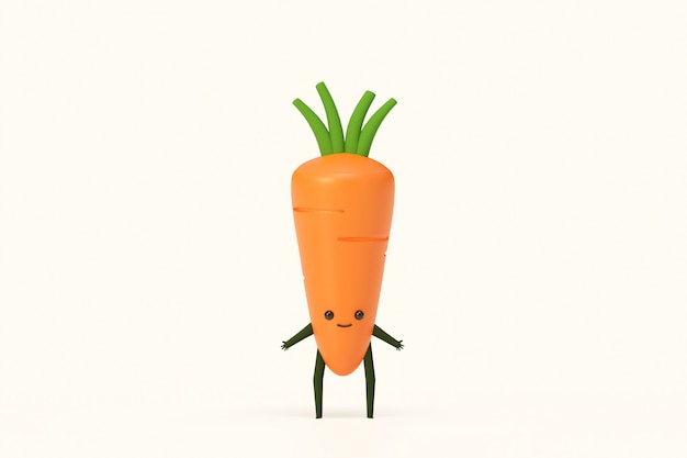 Иллюстрация моделирования овощей 3d завода моркови представляет, здоровая концепция еды.