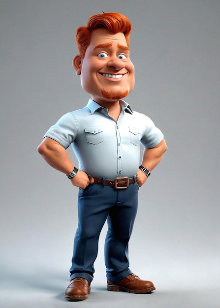 Фото Персонаж мультфильма в синей рубашке и джинсах