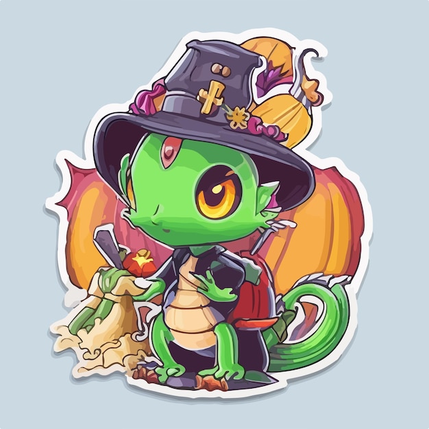 Фото Мультяшный персонаж в шляпе и с драконом на ней