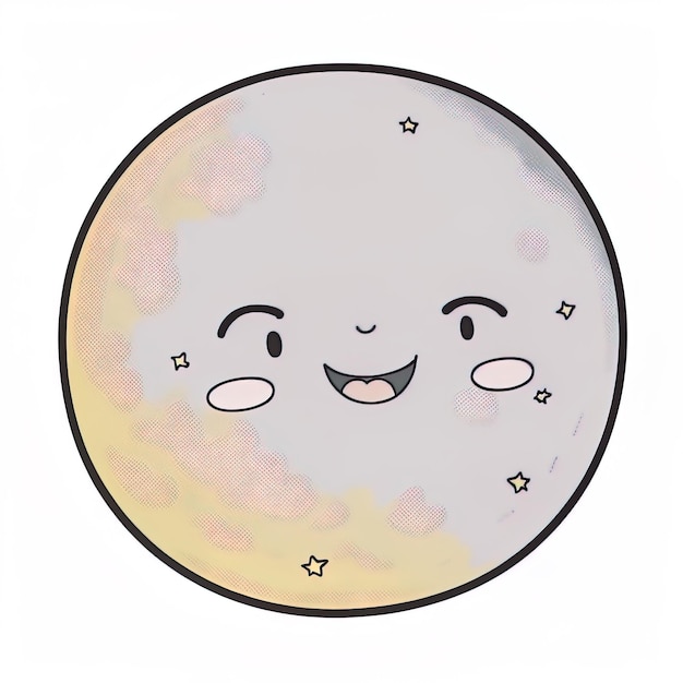 사진 별과 구름이 있는 달의 만화 그림