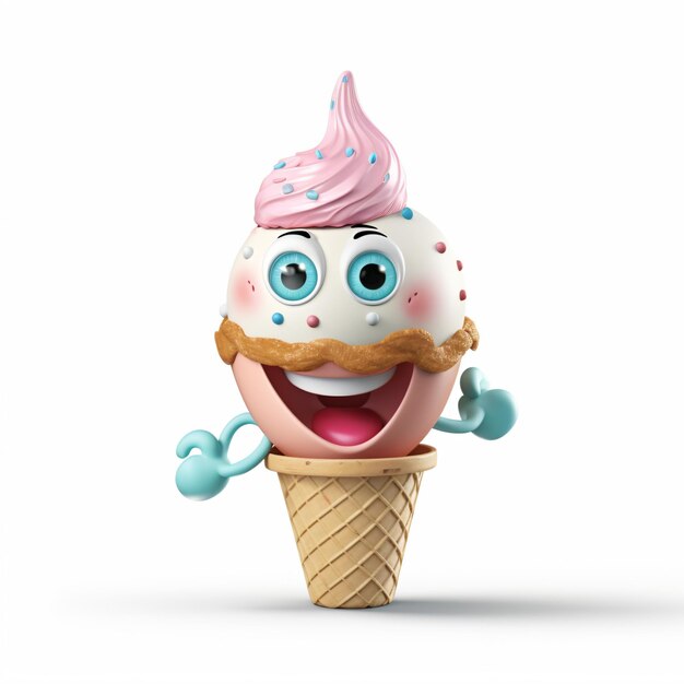 Фото Мультяшный рожок мороженого с розово-синей начинкой