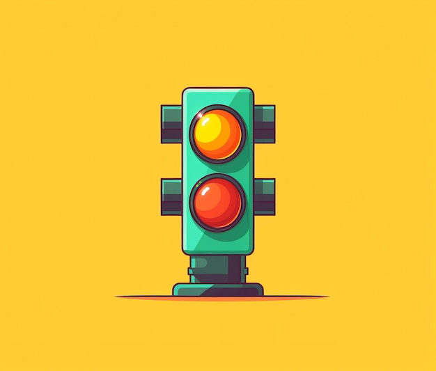 Фото Мультфильм иллюстрация светофора с желтым фоном.