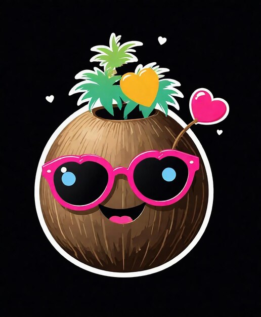 Фото Мультфильм о кокосовом орехе с сердцем на нем