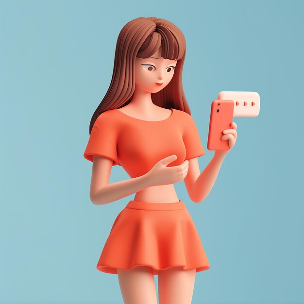 사진 모이에 상자가 있는 전화를 들고 있는 소녀의 만화