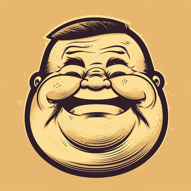 写真 満面の笑みを浮かべた男性の顔の漫画。