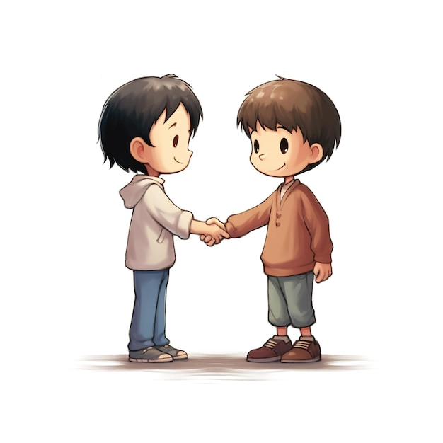 写真 2 人の少年が「愛しています」と言って握手する漫画