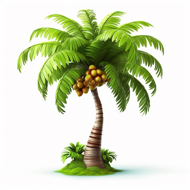 Фото Мультфильмная пальма с кокосовыми орехами на небольшом острове