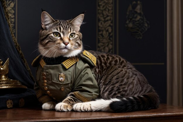 写真 軍服を着た猫