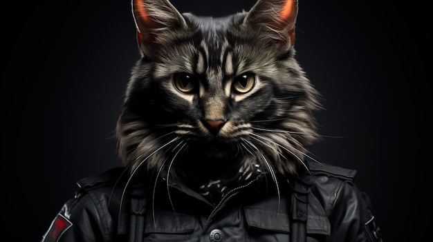 Photo a_cat_wearing_a_army_uniform_photo