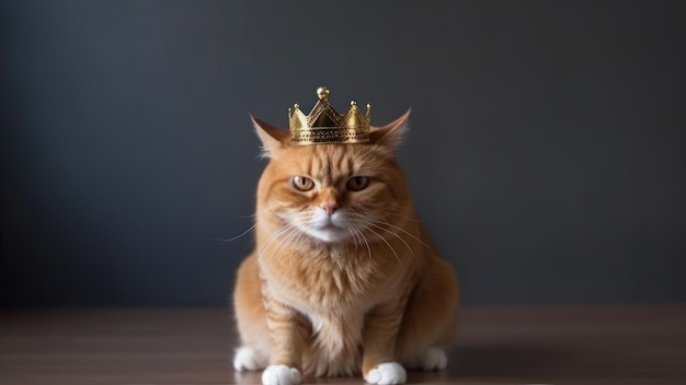 Кот с короной на голове | Премиум Фото