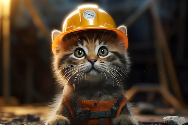 Кот в каске
