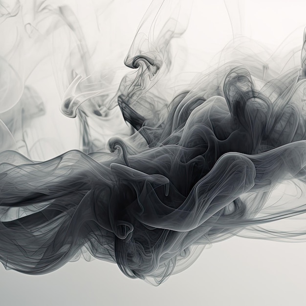 Фото Центральная масса белых и серых узоров дыма, выполненная в цифровом стиле.