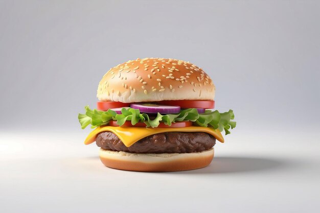 Фото Чизбургер 3d-реалистичный на белом фоне