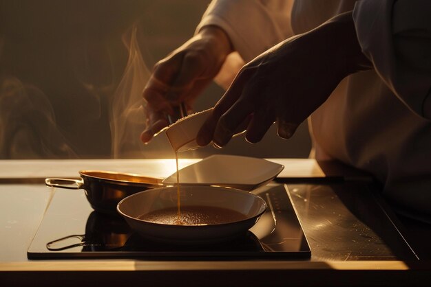 写真 シェフの料理の壮大なショット