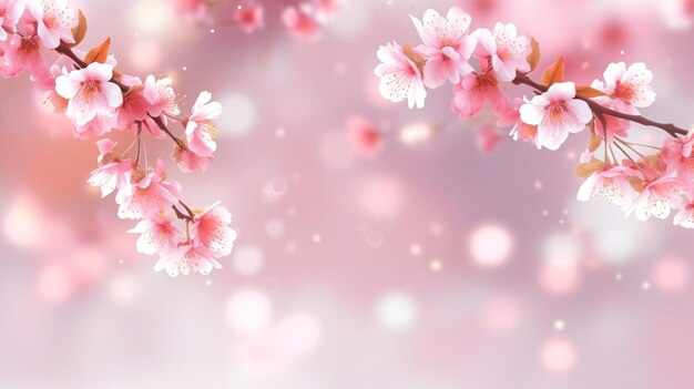 写真 細かいピンクの花びらを備えた桜の花の自然の背景